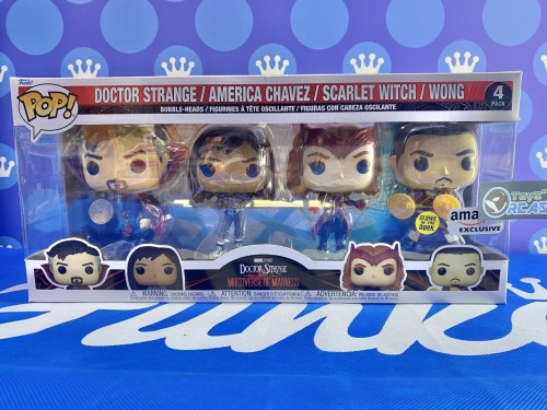 FUNKO POP<Marvel- Doctor Strange:> Multiverse of Madness - Doctors Strange/ American Chavez / Scarlet Witch /Wong 4-pack (SE/WE)